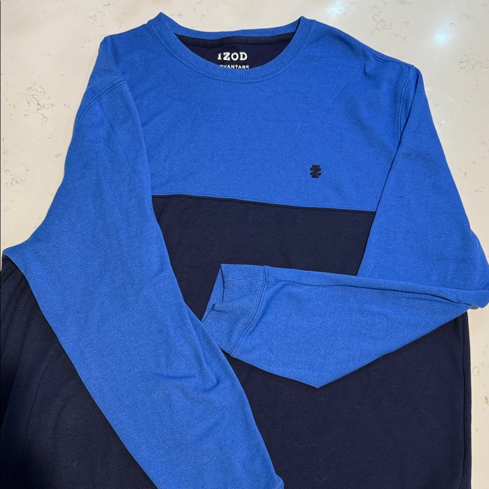 Izod Blue and Black Colorblock Sweatshirt 90s inspired